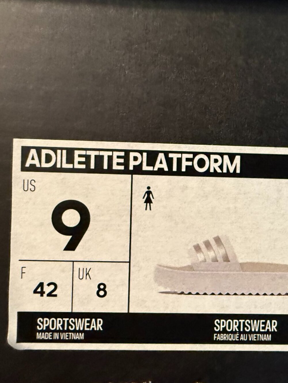 Adidas Adilette Platform Slides in Cloud White / Silver Metallic Women's 9 - Picture 4 of 7